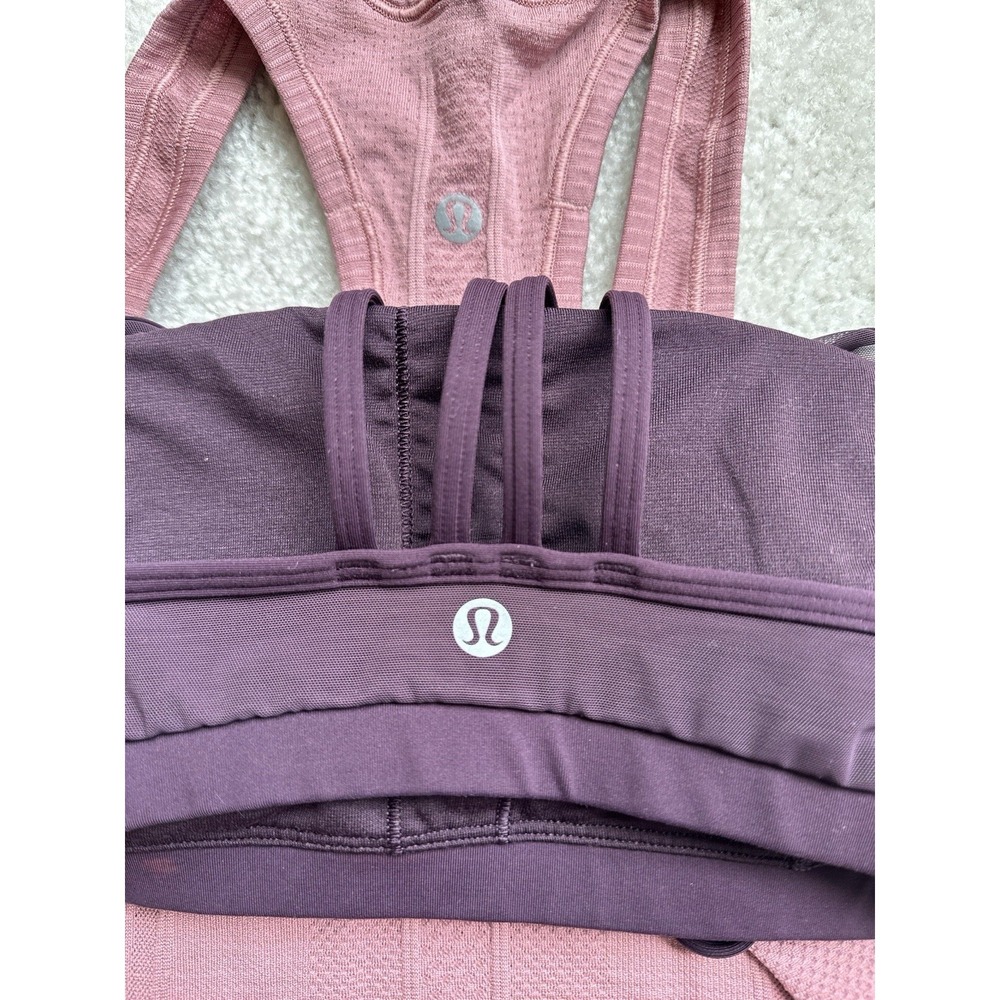 2PC -Lululemon Swiftly Tech Racerback Tank Pink Taupe, Get Set Bra Deep Luxe 4 - Picture 6 of 8